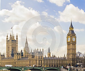 Side view of Houses of Parliament, London