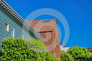 Side view of houses with stylish exterior at San Francisco, CA