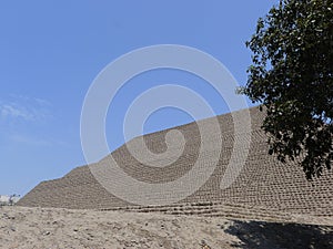 Side view of Huaca Huallamarca in San Isidro, Lima