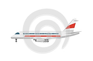 Side view jet airplane isolated vector icon