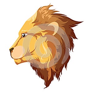 Side view lion face - Vector Illustration