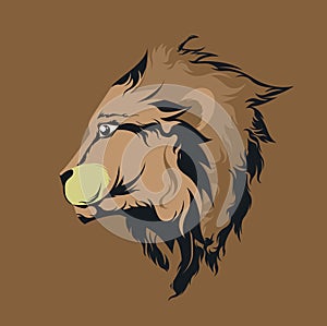 Side view lion face - Vector Illustration