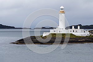 Side view of Lismore lighthouse in Scotland