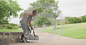 Side view man with prosthetic leg walking