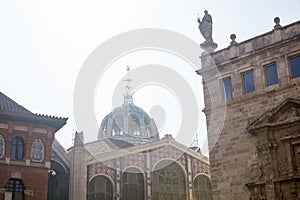 Side view on the Mercado Central dome, Valencia, Spain