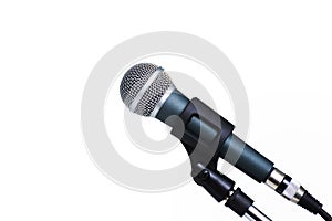 Side view of microphone on a white background.