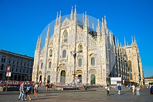 Side view. Milan Cathedral, Italy