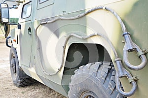 Side view of a military vehicle