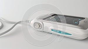 A side view of a mobile ultrasound device highlighting its compact size and portability photo