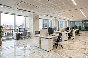 Side view of modern open space office photo