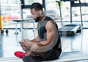 side view of muscular african american man