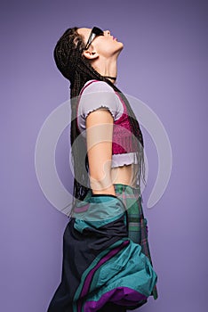 side view of nineties style woman
