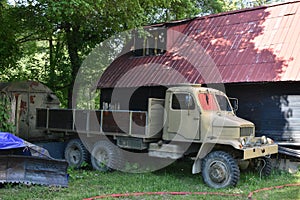 Side view on old all-terrain multi-purpose truck Praga V3S, produced since 1953 in Czechoslovakia. photo