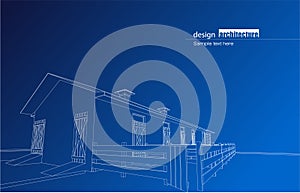 SIde view of old barn i wireframe mode.