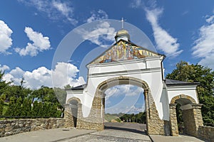 Side view of Old Church. Monument of architecture of 19 centuries. West Ukraine. Goshev.