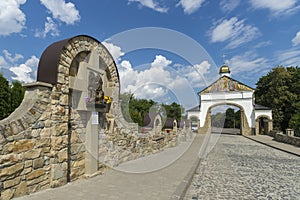 Side view of Old Church. Monument of architecture of 19 centuries. West Ukraine. Goshev.