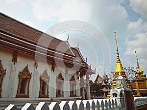 side view of the old templa of Thailand photo