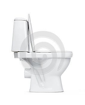 Side view open toilet bowl, isolated on white background. File contains a path to isolation. photo