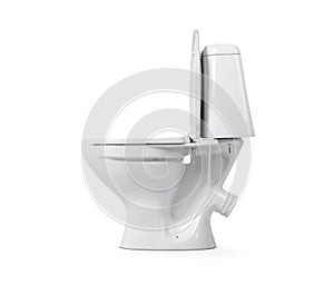 Side view open toilet bowl, isolated on white background. File contains a path to isolation.