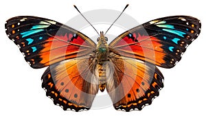Side view of orange butterfly. clipping path.