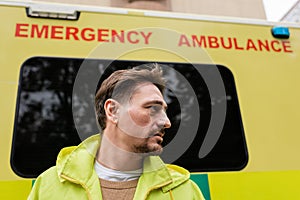 Side view of paramedic looking away