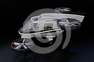 Side view of Passenger Drone on black background