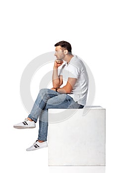 Side view of pensive man in