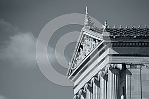 Side View of the Philadelphia Museum of Art in Black and White