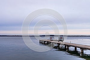 Side View of a Pier Extending out towards Lake Mendota in Madison Wisconsin photo