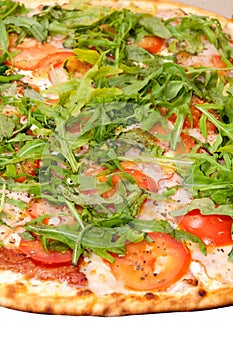 SIDE VIEW PIZZA RUCOLA VEGETABLE VEGETARIAN