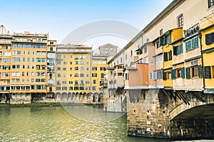 Side view of the Ponte Vecchio in Florence, Italy