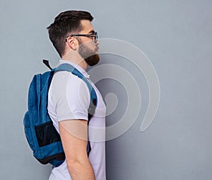 Side view portrait of a male nerd