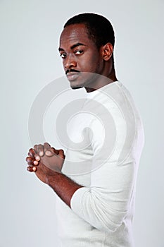 Side view portrait of a serious african man