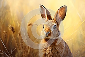Side view portrait of wild rabbit. Generate ai