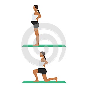 Side view of pregnant woman doing reverse lunges. prenatal fitness
