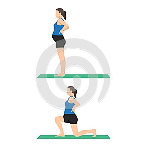 Side view of pregnant woman doing reverse lunges. prenatal fitness