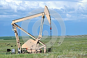 Side view of a pump jack