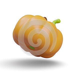 Side view on realistic orange pumpkin on white background