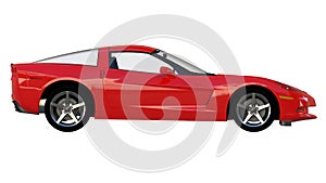 Side view of a red american sportscar photo