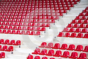 Side view red stadium seats