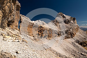 Side view of the Rolando gap with the Casco peak in the background in the spanish Pyrenees photo