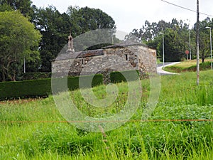 Side view of the romanesque hermitage of san roque del camino, la coruna, galicia, spain, europe