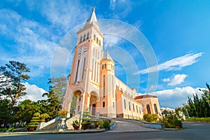 Side view of Rooster Church, St Nicolas de Bari Church in Dalat city, Vietnam
