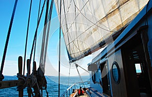 Side View of a Schooner Sailboat