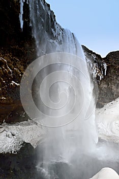 Side view of Seljalandsfoss Waterfall Iceland