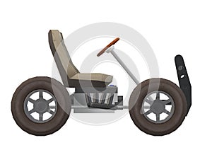 A side view of the skeleton basic construction of a simple automobile car