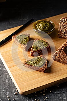 Side view on sliced flourless diet grain bread