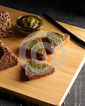 Side view on sliced flourless diet grain bread