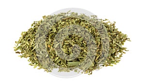 Side view of a small portion of cut tarragon isolated on a white background