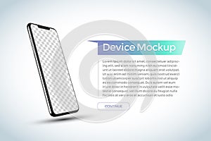 Side view smartphone blank screen, phone mockup. Template for infographics or presentation UI design interface